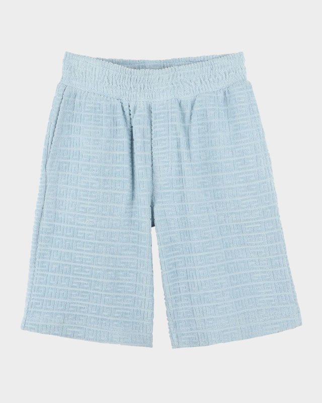 Boy's Monogram Embossed Terry Shorts, Size 4-